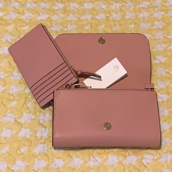 TORY BURCH Thea Flat Wallet/Crossbody/Shoulder Bag in Pink Moon NWT - Picture 4 of 5